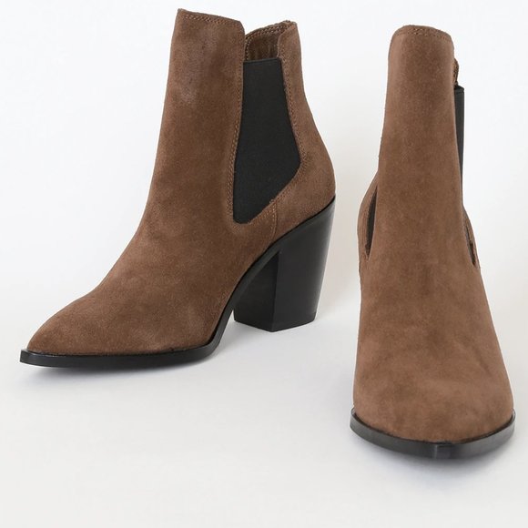 Chinese Laundry Utah Oak Brown Suede Leather Pointed-Toe Ankle Booties 6.5 - Picture 3 of 8